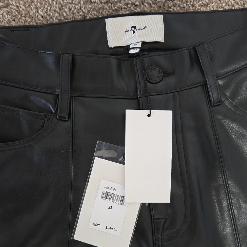 7 For All Mankind Black Leather Pants - Picture 2 of 5